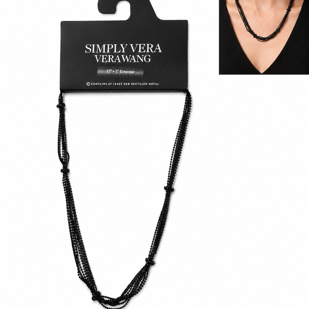 Simply Vera Vera Wang Necklace Black Multi-Strand station trendy preppy new gift